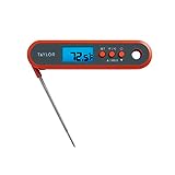 Taylor Digital Waterproof Food Meat and Candy Thermometer, with a Folding Probe, programmable presets, Backlit Display, andIncludes 2 AAA Batteries